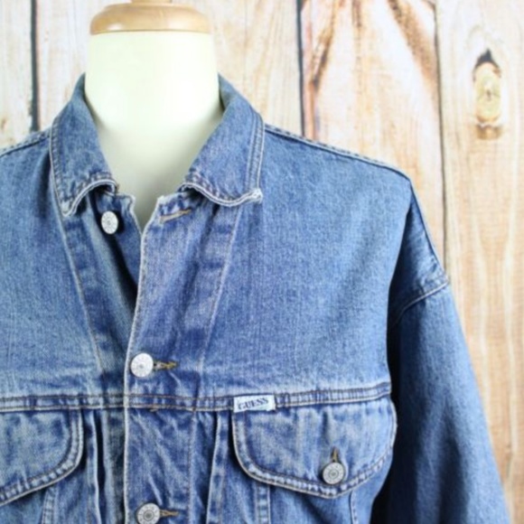 Guess Denim Jean Jacket Georges Marciano Large VTG - Picture 6 of 8